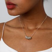 Family Charms Name Necklace - White Crystals [Sterling Silver]