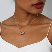 Family Charms Name Necklace - White Crystals [Sterling Silver]