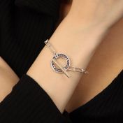 Family Journey Link Chain Name Bracelet - Dark Circle [Sterling Silver]