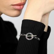 Family Journey Link Chain Name Bracelet - Dark Circle [Sterling Silver]