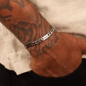Figaro Chain Men Name Bracelet - Stainless Steel