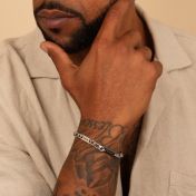 Figaro Chain Men Name Bracelet - Stainless Steel