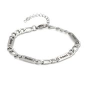 Figaro Chain Men Name Bracelet - Stainless Steel