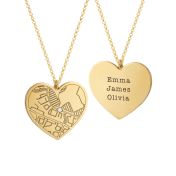 Ties of Heart Engraved Map Necklace [18K Gold Plated]