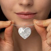 Ties of Heart Engraved Map Necklace [14 Karat White Gold]