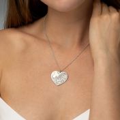 Ties of Heart Engraved Map Necklace [14 Karat White Gold]