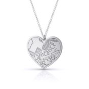 Ties of Heart Engraved Map Necklace [14 Karat White Gold]