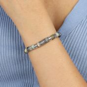Bracelet Jaspe Picasso Prénom avec Œil du Mal pour Femme [Argent 925]