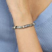 Picasso Jasper Evil Eye Women Name Bracelet With Diamond [Sterling Silver]