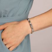 Picasso Jasper Evil Eye Women Name Bracelet With Diamond [Sterling Silver]