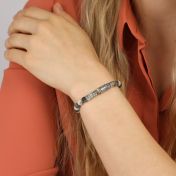 Bracelet Jaspe Picasso Prénom avec Œil du Mal pour Femme [Argent 925]