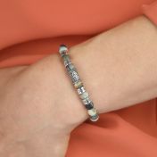 Bracelet Jaspe Picasso Prénom avec Œil du Mal pour Femme [Argent 925]