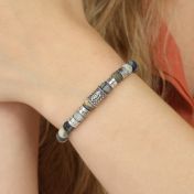 Picasso Jasper Evil Eye Women Name Bracelet With Diamond [Sterling Silver]