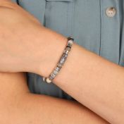 Bracelet Jaspe Picasso Prénom avec Œil du Mal pour Femme [Argent 925]