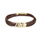 Family Name Bracelet for Women - Gold Plated [Brown Leather]