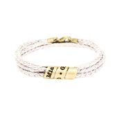 Bracciale da Donna con Nomi di Famiglia - Pelle Beige [Placcato Oro 18kt]