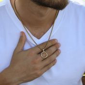 Ewigkeitskreis Herrenkette mit Gravur – 750er vergoldet