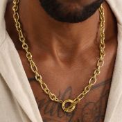 Eternity Circle Figaro Chain Necklace [18K Gold Plated]