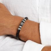 Nazarauge Herrenarmband aus Sterlingsilber [Braunes Leder]