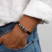 Nazarauge Herrenarmband aus Sterlingsilber [Braunes Leder]