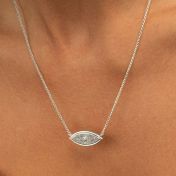 Evil Eye Engraved Map Necklace [Sterling Silver]