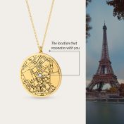 Precious Spot Engraved Map Necklace [14 Karat Gold]