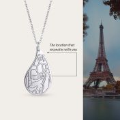 Threads Of Life Engraved Map Necklace [Sterling Silver]