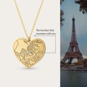 Ties of Heart Engraved Map Necklace [18K Gold Plated]