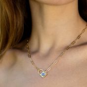 Collier chaîne maillons Cadenas de Foi avec Nano Bible en Vermeil 18ct