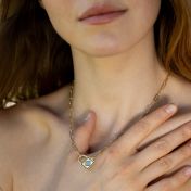 Collier chaîne maillons Cadenas de Foi avec Nano Bible en Vermeil 18ct