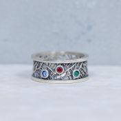 Familienwurzeln Geburtssteinring [Sterlingsilber]