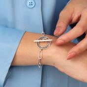 Family Journey Link Chain Name Bracelet - Dark Circle [Sterling Silver]