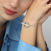 Family Journey Link Chain Name Bracelet - Dark Circle [Sterling Silver]