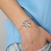 Family Journey Link Chain Name Bracelet - Dark Circle [Sterling Silver]