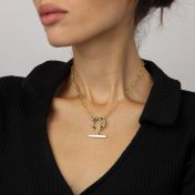 Family Anchor Link Chain Name Necklace - Dark Circle [18K Gold Vermeil]