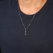Family Anchor Necklace for Men - Sterling Silver