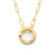 Collier Trombone Cercle de Famille avec Pierres de Naissance [Vermeil 18ct]