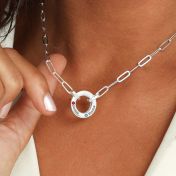 Familienkreis Ankerkette mit Geburtssteinen und Gravur [Sterlingsilber]