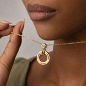 Familienkreis Gravierte Halskette mit einem Diamanten [750er Gold Vermeil]