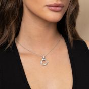 Family Circle Engraved Necklace with Diamond [Sterling Silver]
