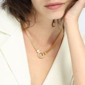 Helena Circle Milanese Chain Name Necklace [18K Rose Gold Plated]