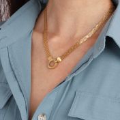 Helena Circle Milanese Chain Name Necklace [18K Rose Gold Plated]