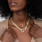 Collana Cerchio di Famiglia con Nome a Spina di Pesce [Placcato Oro 18kt]