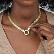 Helena Circle Milanese Chain Name Necklace [18K Rose Gold Plated]