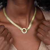 Collana Cerchio di Famiglia con Nome a Spina di Pesce [Placcato Oro 18kt]