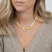 Collana Cerchio di Famiglia con Nome a Spina di Pesce [Placcato Oro 18kt]