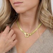 Collana Cerchio di Famiglia con Nome a Spina di Pesce [Placcato Oro 18kt]