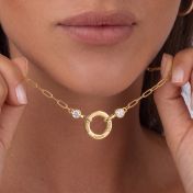 Family Circle Link Chain Name Necklace with Diamonds [18K Gold Vermeil]