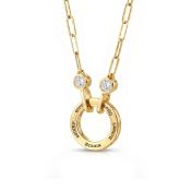 Family Circle Link Chain Name Necklace with Diamonds [18K Gold Plated]