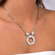 Family Circle Link Chain Name Necklace with Diamonds [Silver]